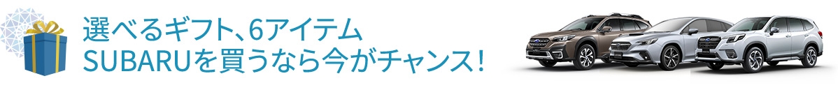 選べるギフト、6アイテム​SUBARUを買うなら今がチャンス！​