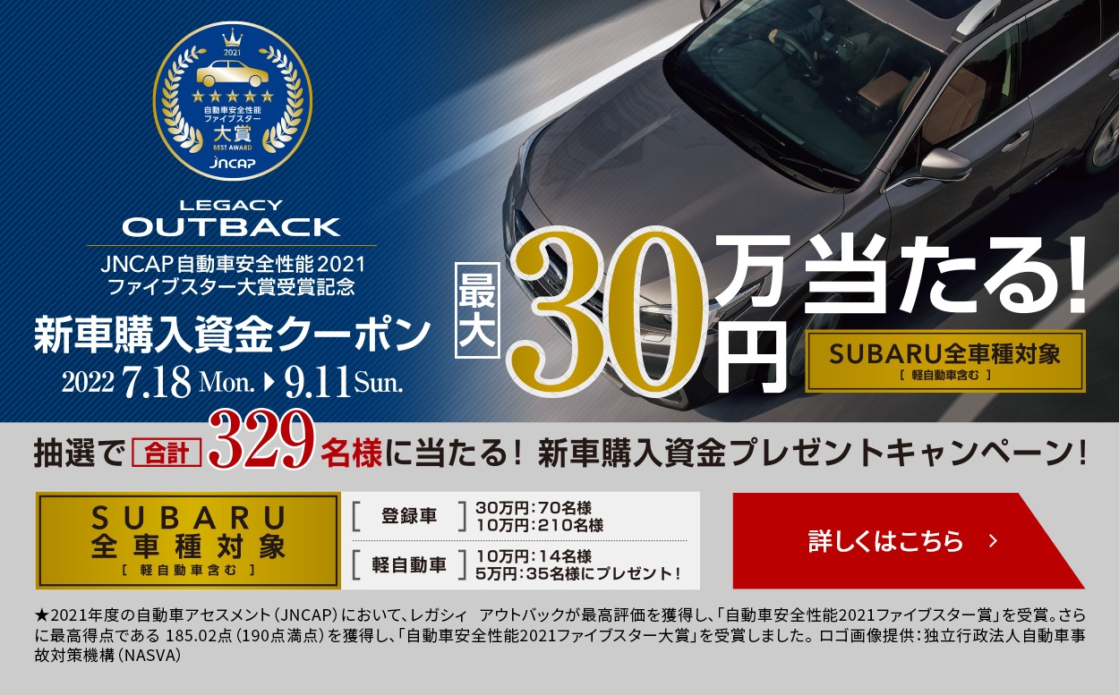 新車購入資金クーポン当たる